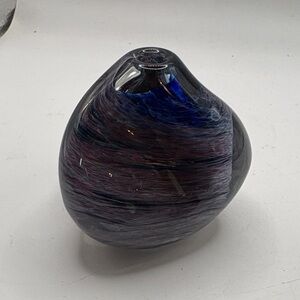 Studio Swirl Art Glass Bud Vase Deep Blue and Purple